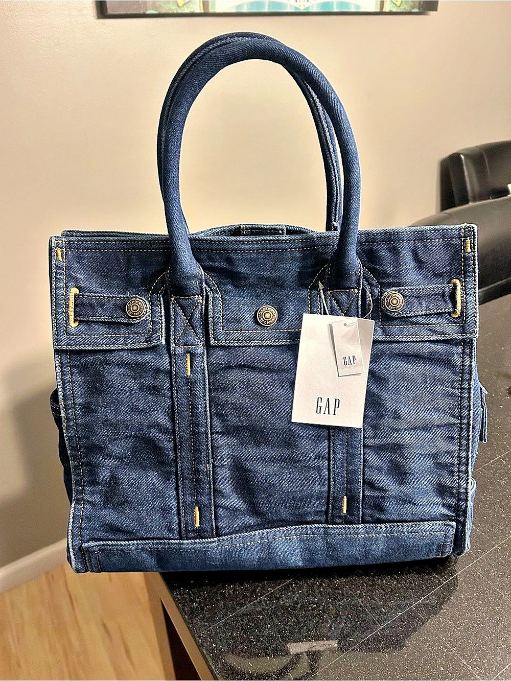 GAP Medium Five Pocket Tote Bag in Dark Denim
